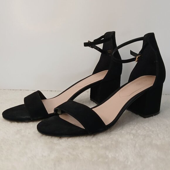 Women's Aldo Suede Low Block Heel Sandals Black Size 10 - Picture 1 of 10